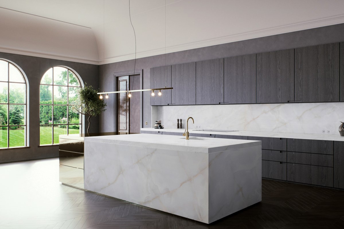 Кварцевый агломерат Onyx Bianco для столешницы